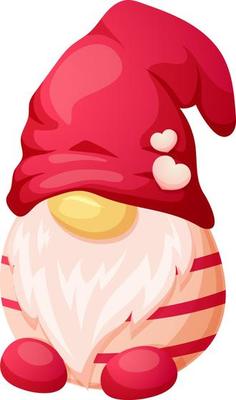 Cute Scandinavian gnome on Valentine's day isolated