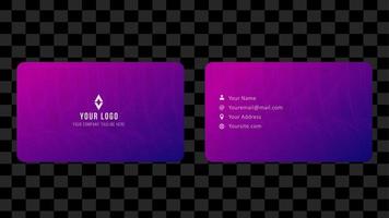 Creative business card template design, Contact card for company, Two sided with fluid gradient on purple background, Vector graphic illustration