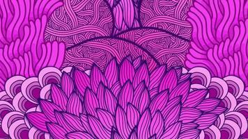 Patrón transparente de degradado púrpura geométrico vectorial con fondo floral de rayas que se cruzan. vector lunar violeta y rosa textura transparente con fondo de flores abstractas con gráfico dibujado a mano