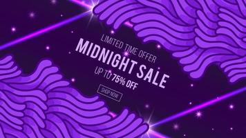 Purple midnight sale banner template design, Big sale special offer. vector