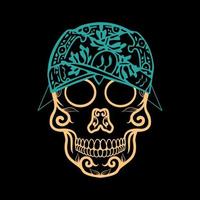 Vector illustration design of a skull using a headband in classic style