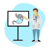 Vector design of doctor having a presentation about body organs