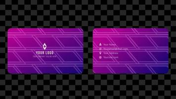 Creative business card template design, Contact card for company, Two sided with fluid gradient on purple background, Vector graphic illustration