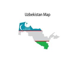 Uzbekistan Map with Flag Vector Illustration