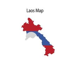 Laos Map Vector Illustration National Flag in Background