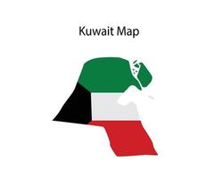 Mapa de Kuwait con ilustración de vector de bandera