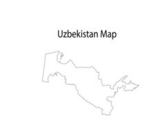 Uzbekistan Map Line Art Vector Illustration