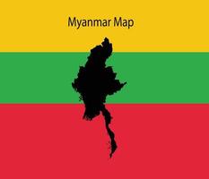 Myanmar Map Vector Illustration National Flag in Background