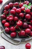 Fresh red cherries fruit photo