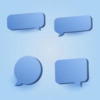 3d blue speech bubble chat sign collection vector