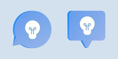 Light bulb idea business inspiration creative solution on 3d speech bubble chat vector