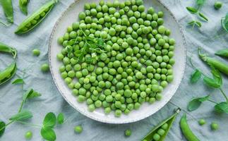 Bowl with sweet pea pods photo