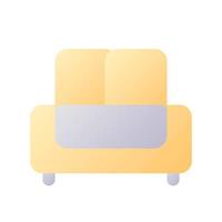 sofá píxel perfecto degradado plano icono de interfaz de usuario de dos colores. mueble cómodo. pictograma relleno simple. gui, diseño ux para aplicaciones móviles. ilustración vectorial aislada rgb