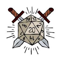 dados de dibujos animados para el juego de mesa dnd y rpg de fantasía. esquema de dibujos animados vector