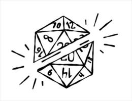 Cartoon dice for fantasy dnd and rpg Board game. Outline cartoon vector