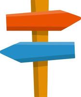 Path pointer with red and blue plate. vector