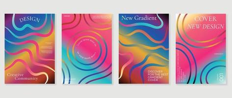 Vibrant colorful gradient background vector. Trendy colorful gradient abstract shape blurred background with line art. Design illustration for cover, wallpaper, poster, business, card, banner. vector