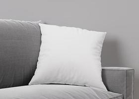 White square pillow mock up. Blank pillow template for your design presentation. Close-up. 3D rendering. photo