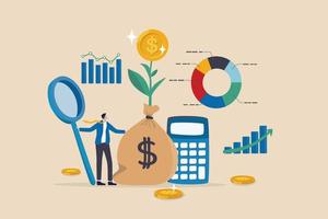 Financial management, planning and control financial resources to maximize profit and revenue, capital, credit and cash management concept, businessman analyze financial resource with growth profit. vector