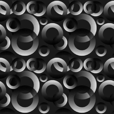 Abstract geometric line seamless pattern graphic stripes circle loop ring background. Modern black and white design for textile, wallpaper, clothing, backdrop, tile floor, wrapping, fabric. Vector