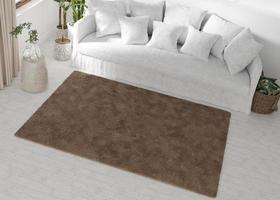 Mock up for carpet. Interior in minimalist, contemporary style. Top view. Space for your carpet or rug design. Modern template. 3D rendering. photo