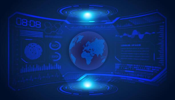 Modern HUD Technology Screen Background with Blue Globe vector