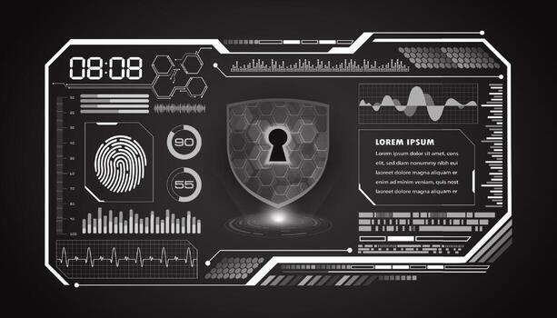 fondo de pantalla de tecnología hud moderna con candado vector