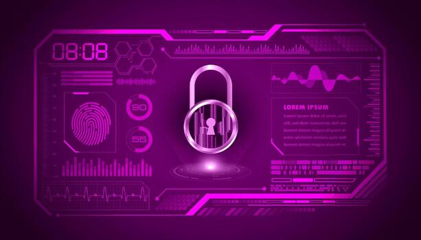 Modern HUD Technology Screen Background with padlock vector