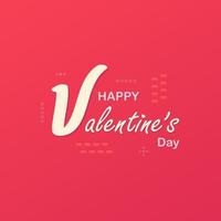 Lettering of Happy Valentines Day. Valentines Day greeting card template with typography text happy valentine day with hearts shape element isolated on red background. Vector illustration