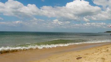 Panorama of azure ocean and blue cloudy sky. Beautiful seascape. video