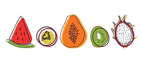 Vector icons of tropical fruits