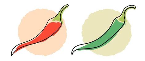 Vector set icons of Chili peppers