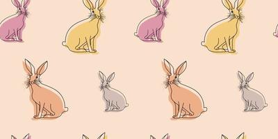 Vector color pattern of hares, rabbits or bunny on the background.