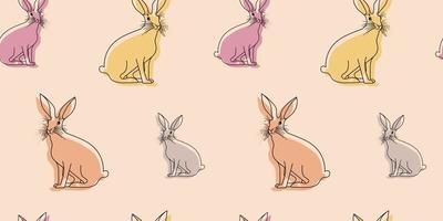 Vector color pattern of hares, rabbits or bunny on the background.