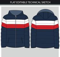 Unisex Sporty winter Jacket flat sketch vector file