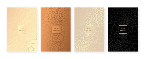 Premium banner in light colors, frame design set with gold geometric pattern. Luxury premium background pattern for menu, elite sale, luxe invite template, luxury voucher. vector