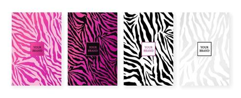 Luxury design in bright colors, frame design set with with tiger, zebra pattern. Luxury premium background pattern for menu, elite sale, luxury voucher. vector