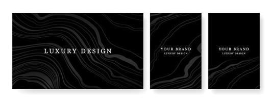 Luxury banner in dark colors, frame design set with gold geometric pattern. Luxury premium background pattern for menu, elite sale, luxe invite template, luxury voucher. vector