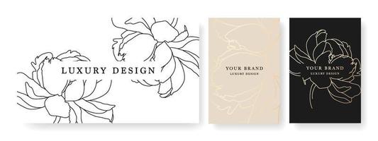 Luxury banner in light colors, frame design set with gold flower pattern. Luxury premium background pattern for menu, elite sale, luxe invite template, luxury voucher. vector