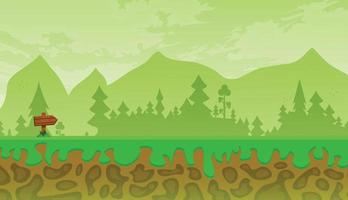 Arte de juegos 2d, paisaje natural para juegos, aplicaciones móviles y computadoras, ilustración vectorial de fondo de juegos. vector