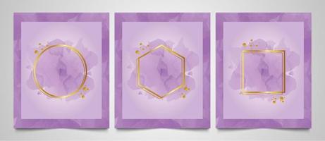 Hand painted abstract watercolor background, purple watercolor template invitation card collection. vector