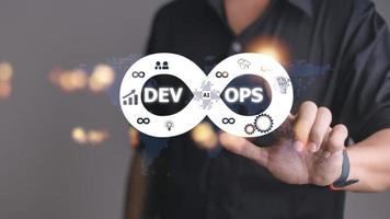 operaciones de desarrollo de metodología devops concepto de tecnología de programación ágil. foto