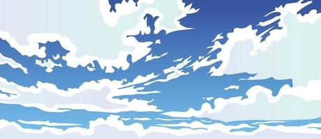 Cartoon sky with random clouds vector background illustration sky design.