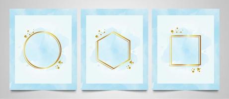 Hand painted abstract watercolor background, sky blue watercolor template invitation card collection. vector