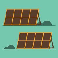 icono, pegatina, botón sobre el tema de la energía renovable con paneles solares en estilo retro vector