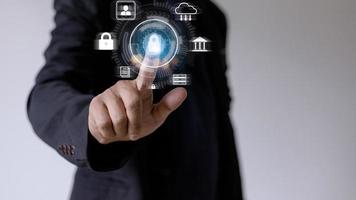 Cyber Protection Data Security Internet Privacy Internet technology concept on virtual screen. photo