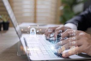 Concept of cyber security, information security and encryption, secure access to user's personal information, secure Internet access, cybersecurity. photo