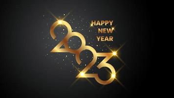 Happy new year 2023 luxury design with gold text and glitter background vector