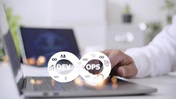 operaciones de desarrollo de metodología devops concepto de tecnología de programación ágil. foto