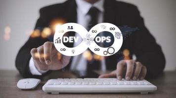 operaciones de desarrollo de metodología devops concepto de tecnología de programación ágil. foto